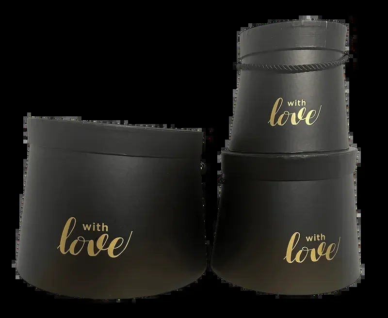 Комплект черни кутии „With Love“ – 3 бр.